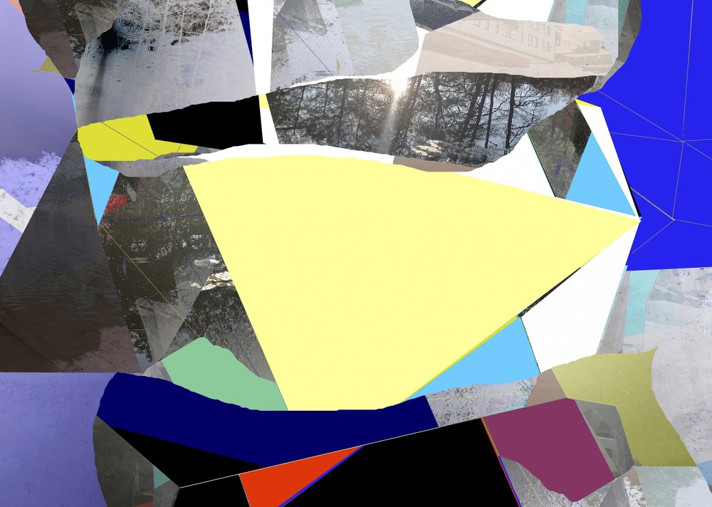 Abstrakt collage med solstrålar av Stefan Fransson