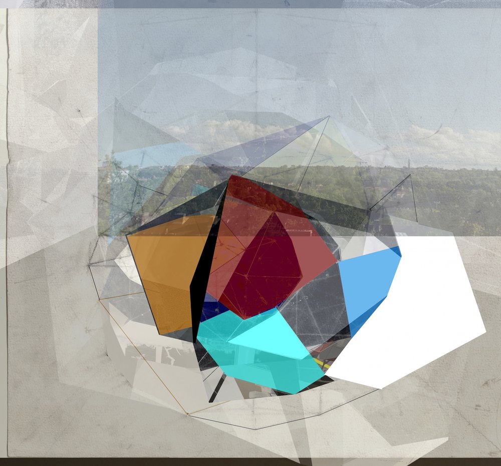 Landskap med geometriska prismor av Stefan Fransson