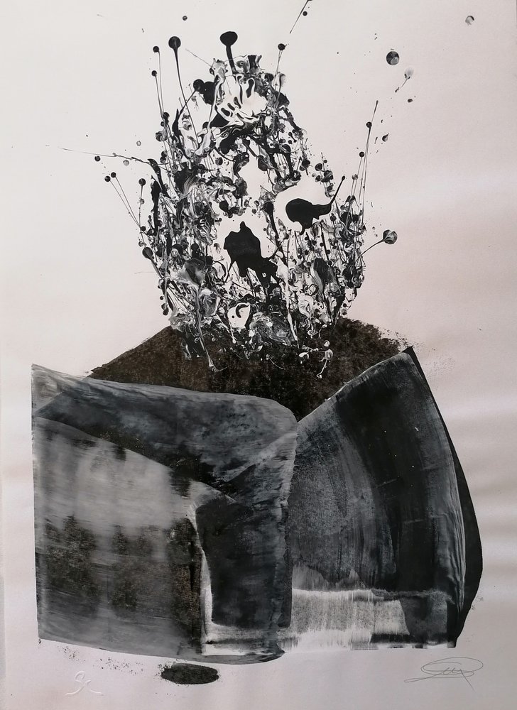 Monokrom abstrakt explosion av Stefano Mazzolini