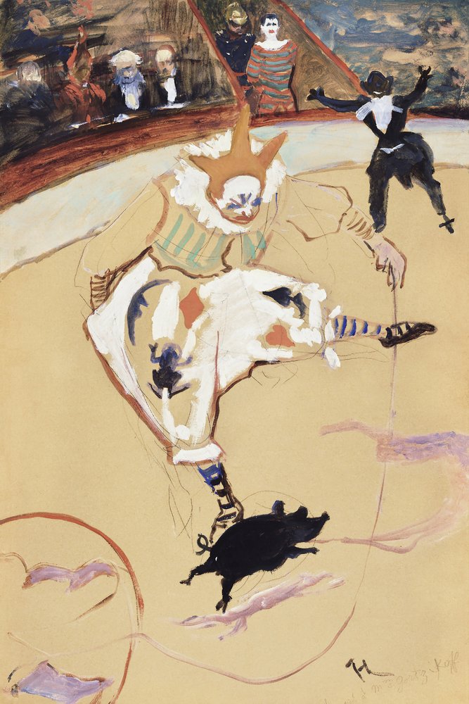 På cirkusen Fernando Medrano med en liten gris (ca 1889) av TOULOUSE LAUTREC