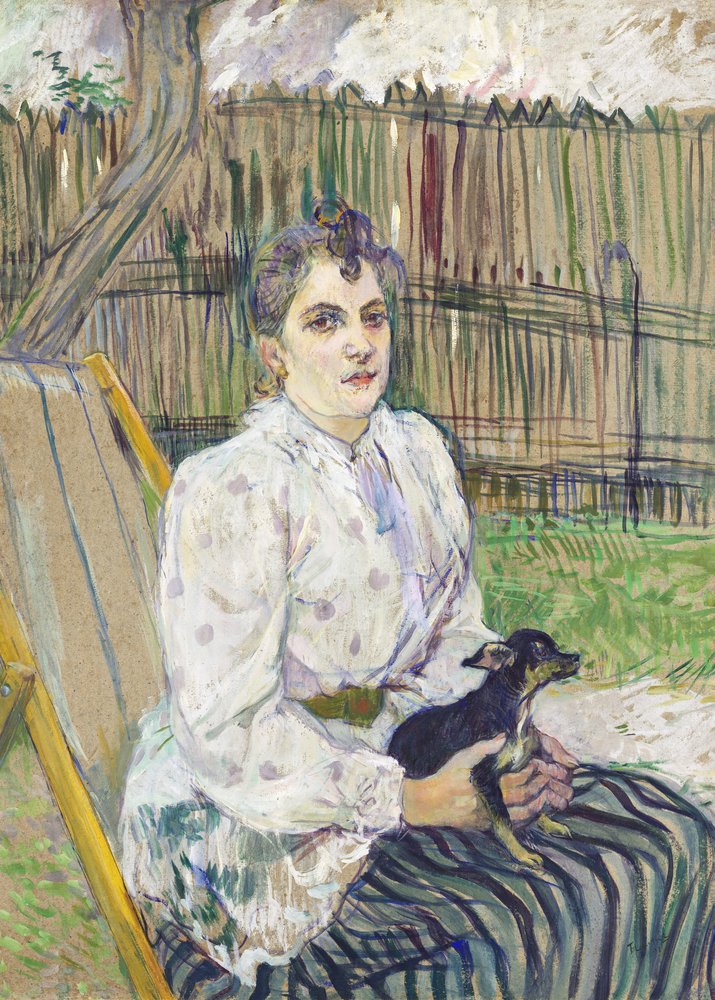 Kvinna med hund (1891) av TOULOUSE LAUTREC