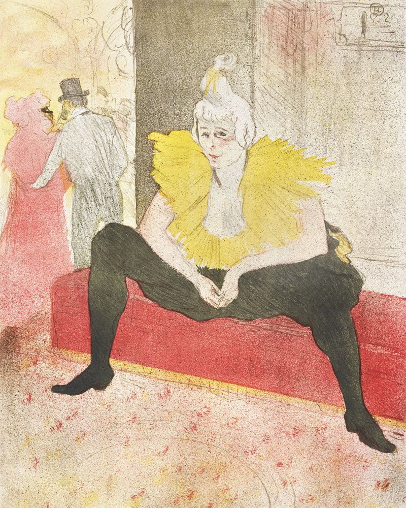 Den sittande clowninnan (fröken Cha U Kao) (1896) av TOULOUSE LAUTREC