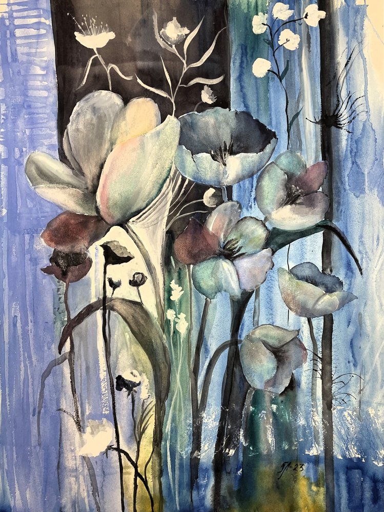 Eteriska blå blommor av Tanya Lundmark