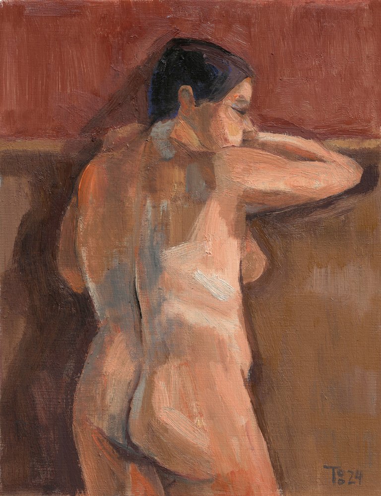 Lutande nakenfigur av Tore Bahnson