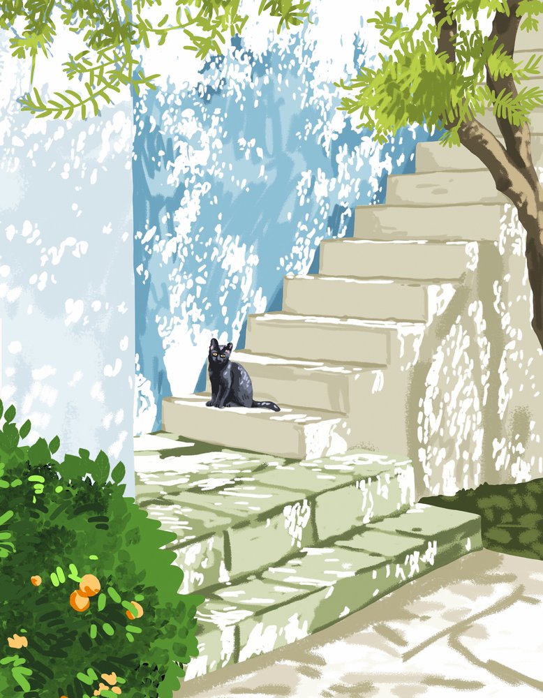 Black Cat Sunny Steps av Uma Gokhale