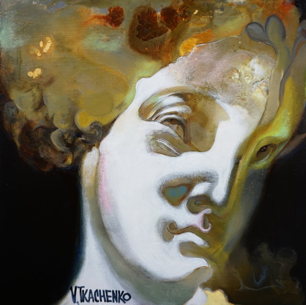 Surrealistisk gyllene byst av Victor Tkachenko
