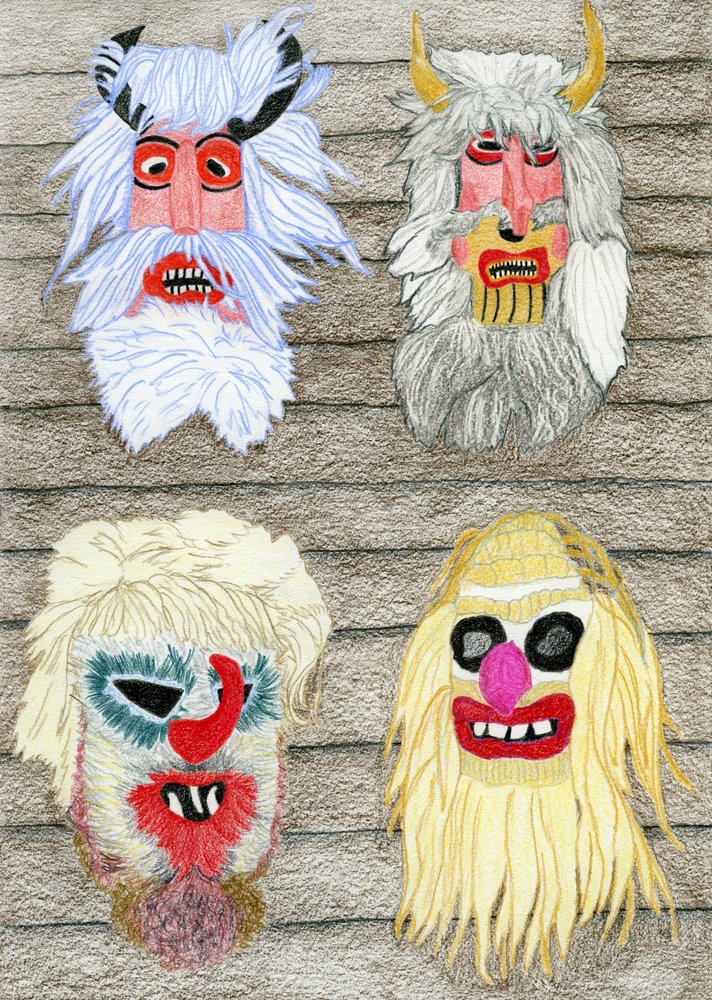 Folkloristiska vintermasker av Viktoriia Saunina