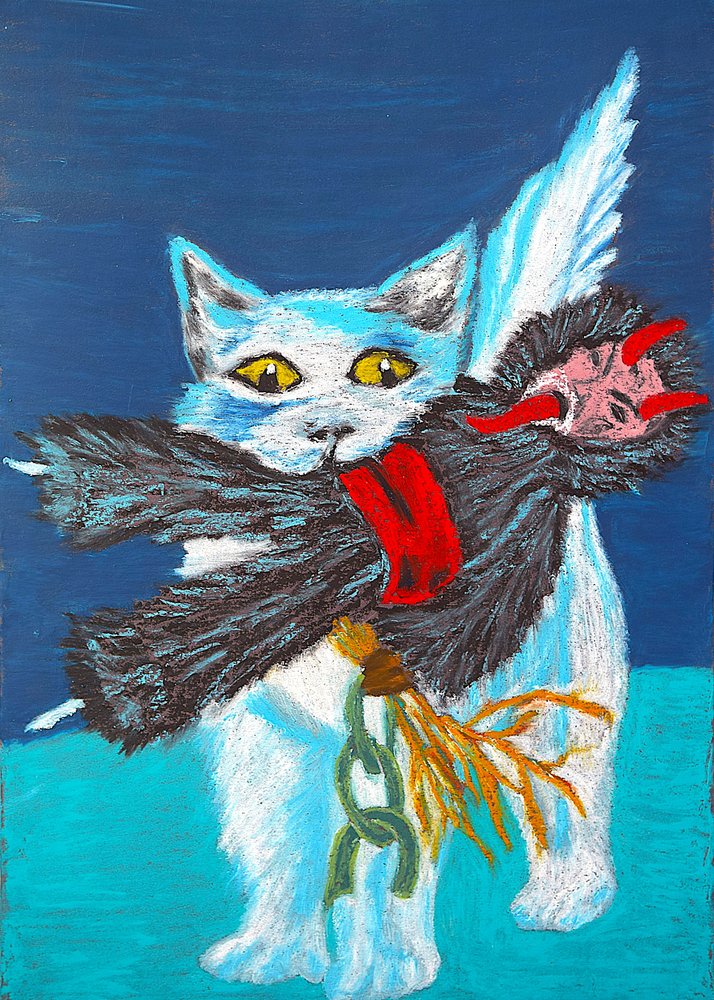 Den bevingade katten fångar demonen av Viktoriia Saunina