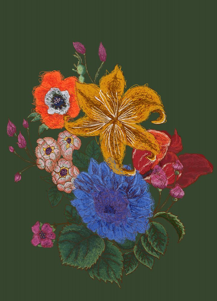 En färgsprakande blomsterbukett av XHOZUCAN