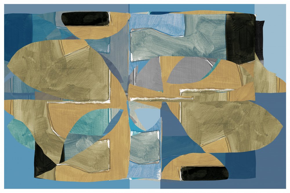 Blått och brunt abstrakt collage av cartissi