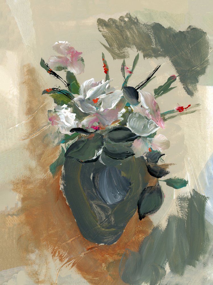 Måleriskt blomsterstilleben av cartissi