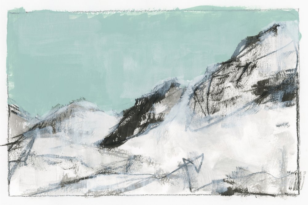 Abstrakt bild av ett snötäckt berg av cartissi