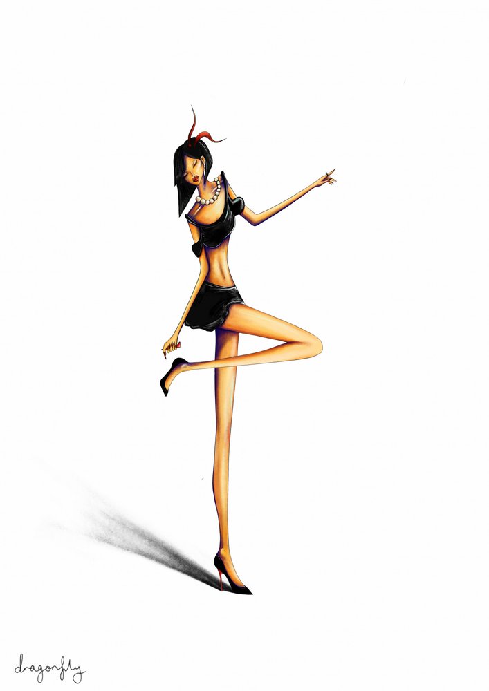 En elegant modepose av dragonfly