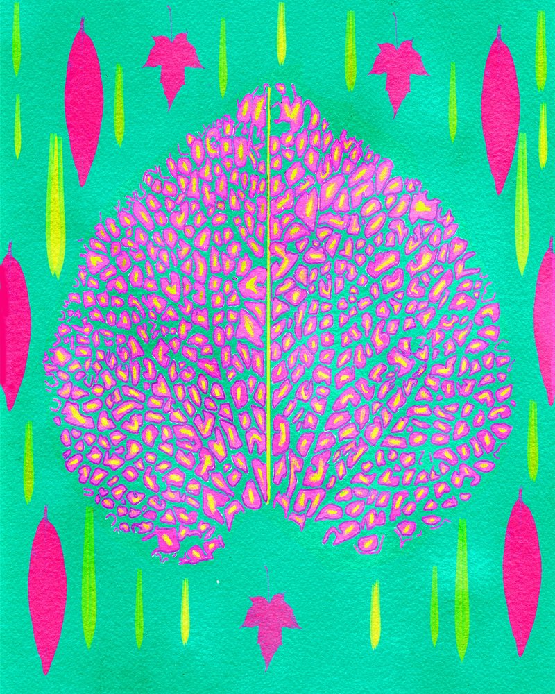 Neonfärgat botaniskt blad av giovanna nicolo