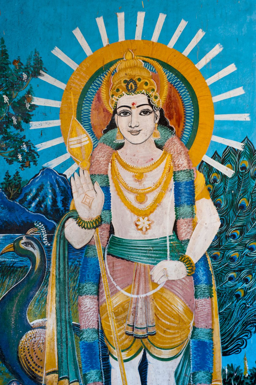En målning av en gud, på väggen av en helgedom, på Sangamankanda, på östkusten, Sri Lanka. 29 maj 2010. av Unknown