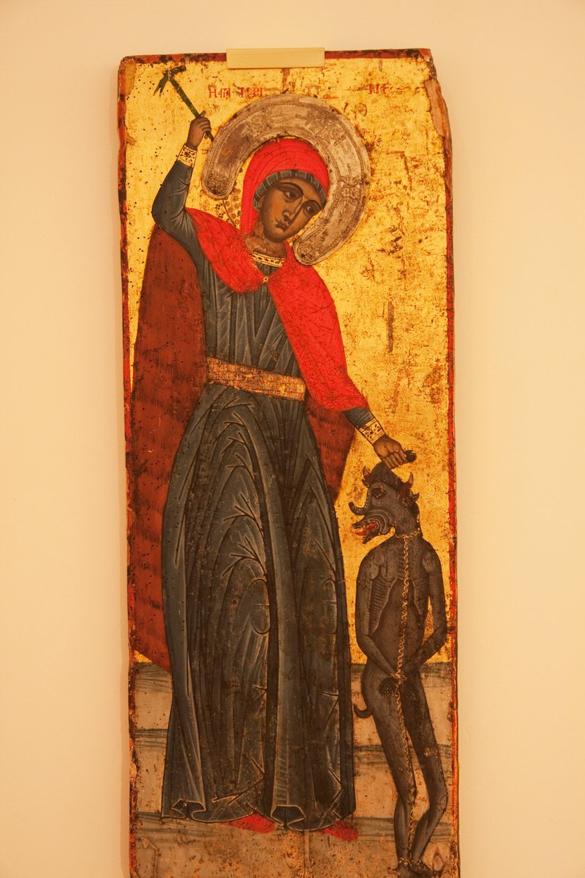 Bysantinsk ikon visas på Icon Gallery, Ohrid, Makedonien av Unknown