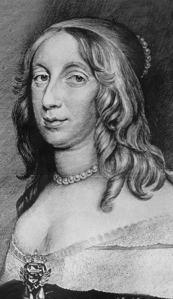 Christina (1626-1689) dotter till GustavIIAdolf, drottning av Sverige 1632-1654. färgstick, 1800-tal av Unknown