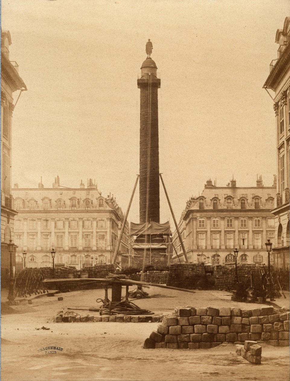 Commune de Paris (1871): rivningen av Vendome-kolonnen 16051871. Foto Turning, 1871 Dim. 10,5x6,4 cm av Unknown
