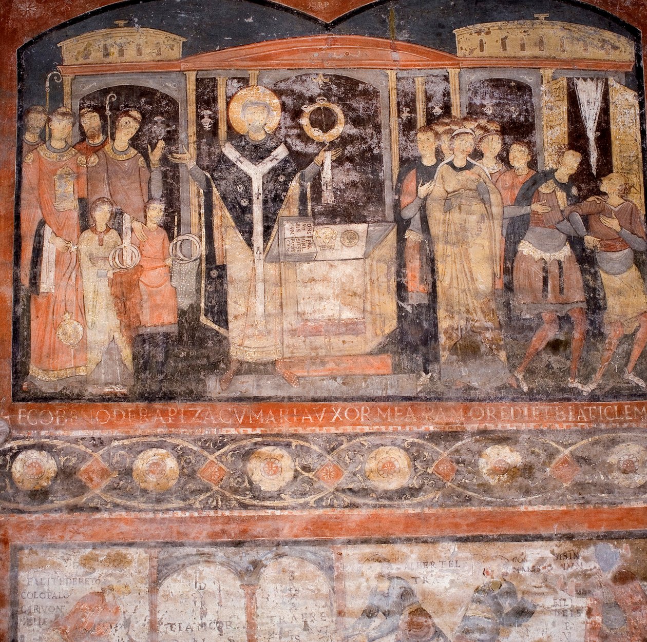 Detalj av en fresk från 600-talet som visar Sankt Clement som firar mässa (se även 408799) av Unknown