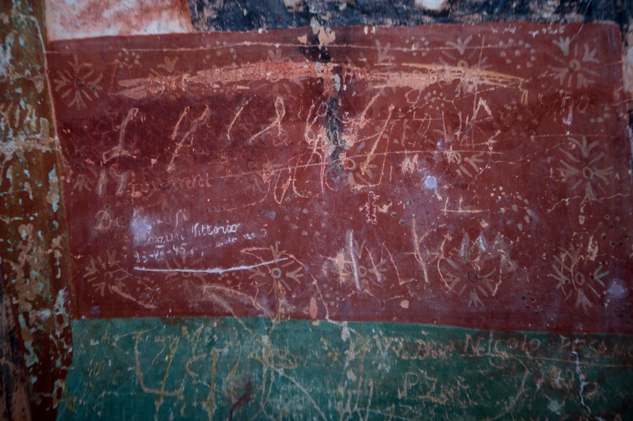 Detalj av graffiti, kyrkan St. Rok, Draguc, Kroatien av Unknown