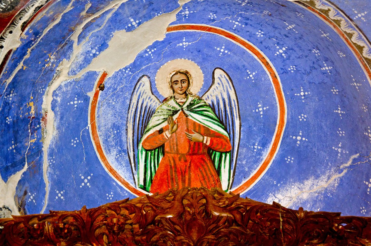 Fresk i St Marys Church, Leusa, Albanien av Unknown
