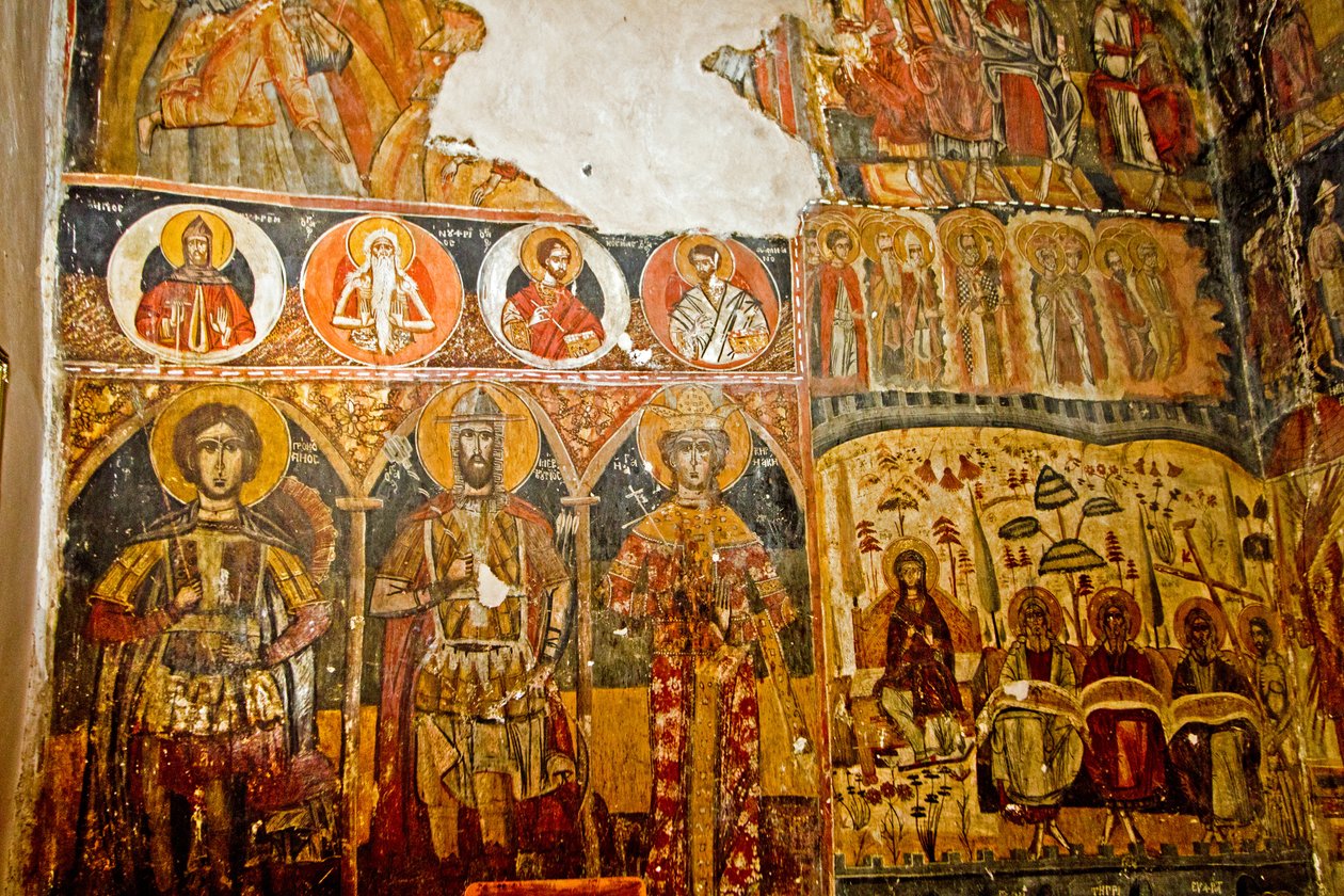 Interiör av St Marys Church, Mborja, Korca, Albanien av Unknown