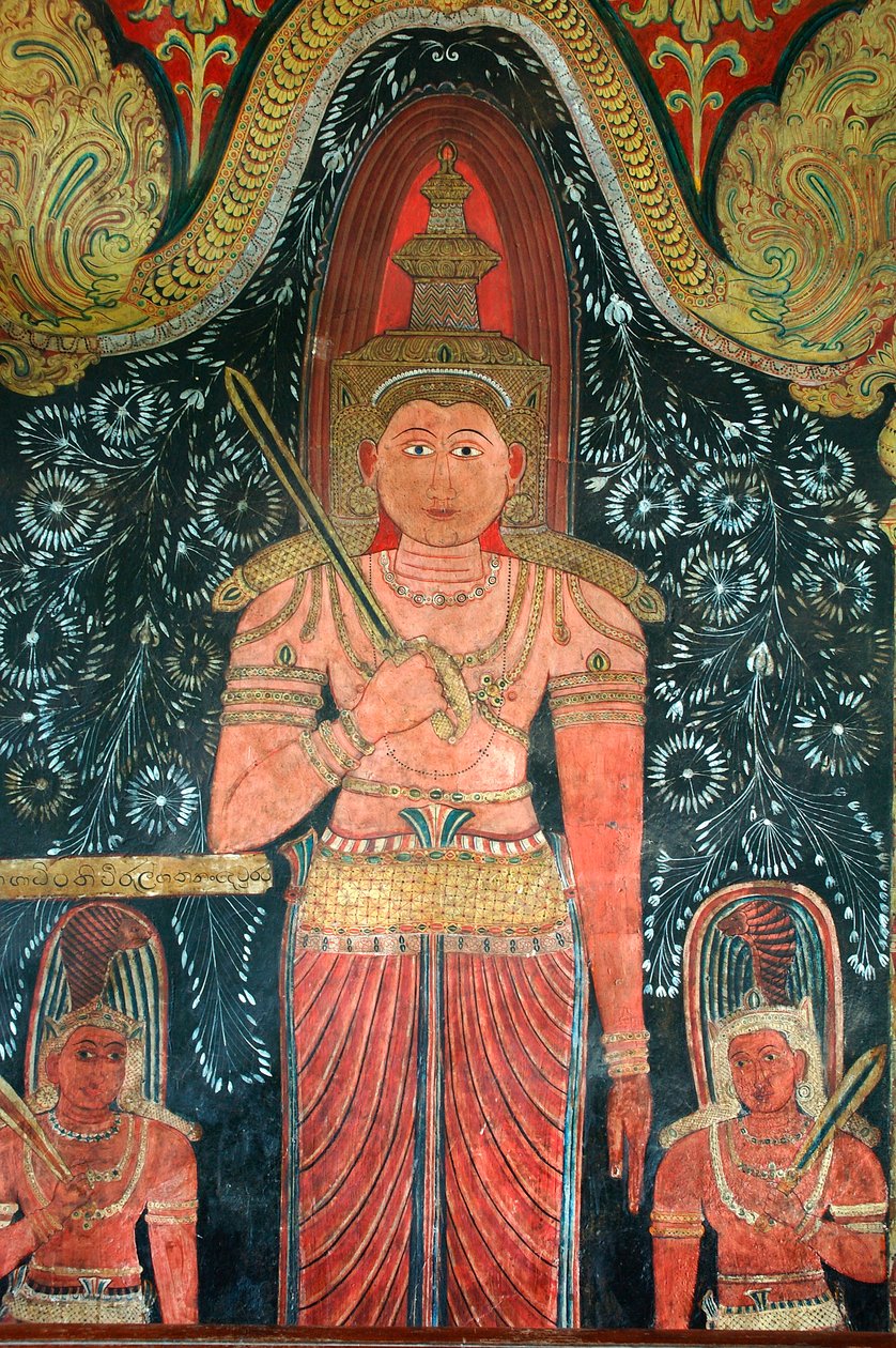 Väggmålning på väggarna i Kelaniya-templet vid Kelaniya Vihara, en av de heligaste buddhistiska platserna cirka sex miles från huvudstaden Colombo på Sri Lanka. 7 januari 2010. av Unknown