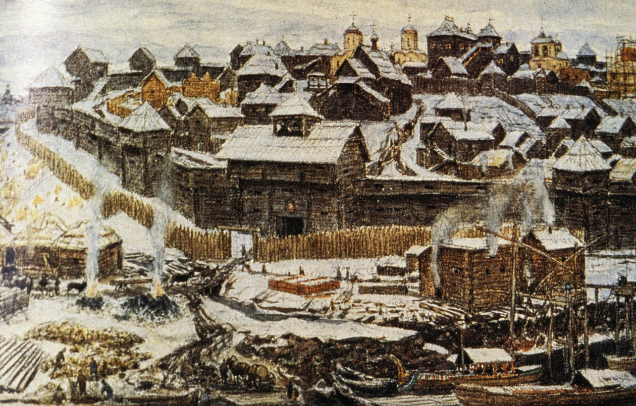 Målning av 1300-talets Moskva under Ivan Kalitas regeringstid (Ivan den första) av Apolinary Vasnetsov (1856 - 1933). av Unknown