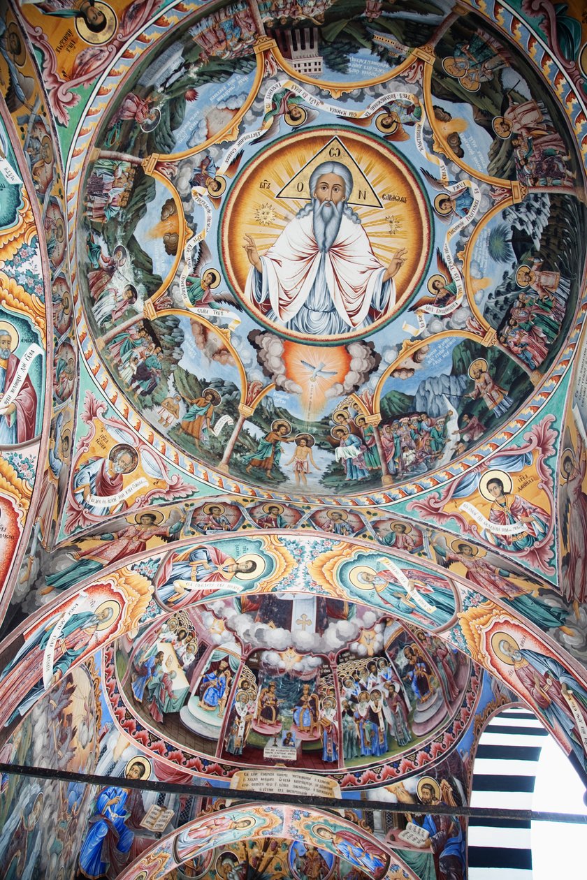 Målningar av Zahari Zograf på ytterväggarna av Rila-klostret, Blagoevgrad, Bulgarien av Unknown