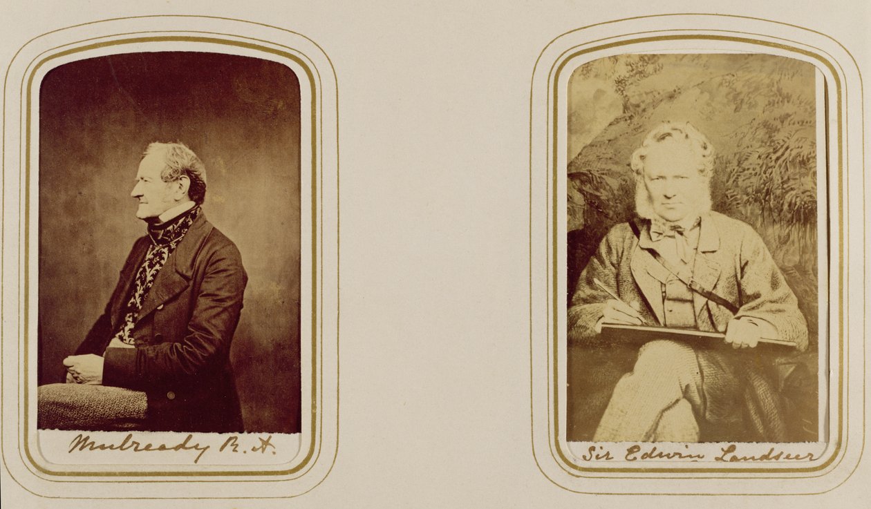 Porträtt av William Mulready (1786-1863) av Cundall, Downes & Co., London, och av Sir Edwin Landseer (1802-73) av John Watkins, London, ca 1860 (albumtryck) av Unknown