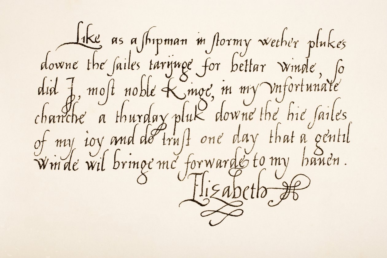Drottning Elizabeth I av England, 1533 - 1603. Handskriftsexempel. av Unknown