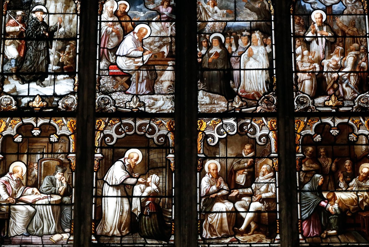 Saint Nizier-kyrkan, Målat glasfönster, St Francis de Sales av Claudius Lavergne (1815-1887), Lyon, Frankrike av Unknown