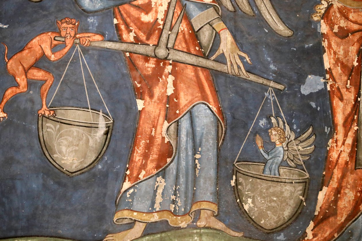 Saint-Pierre-le-Jeune protestantiska kyrkan, The Last Judgment Fresco, Strasbourg, Frankrike. av Unknown
