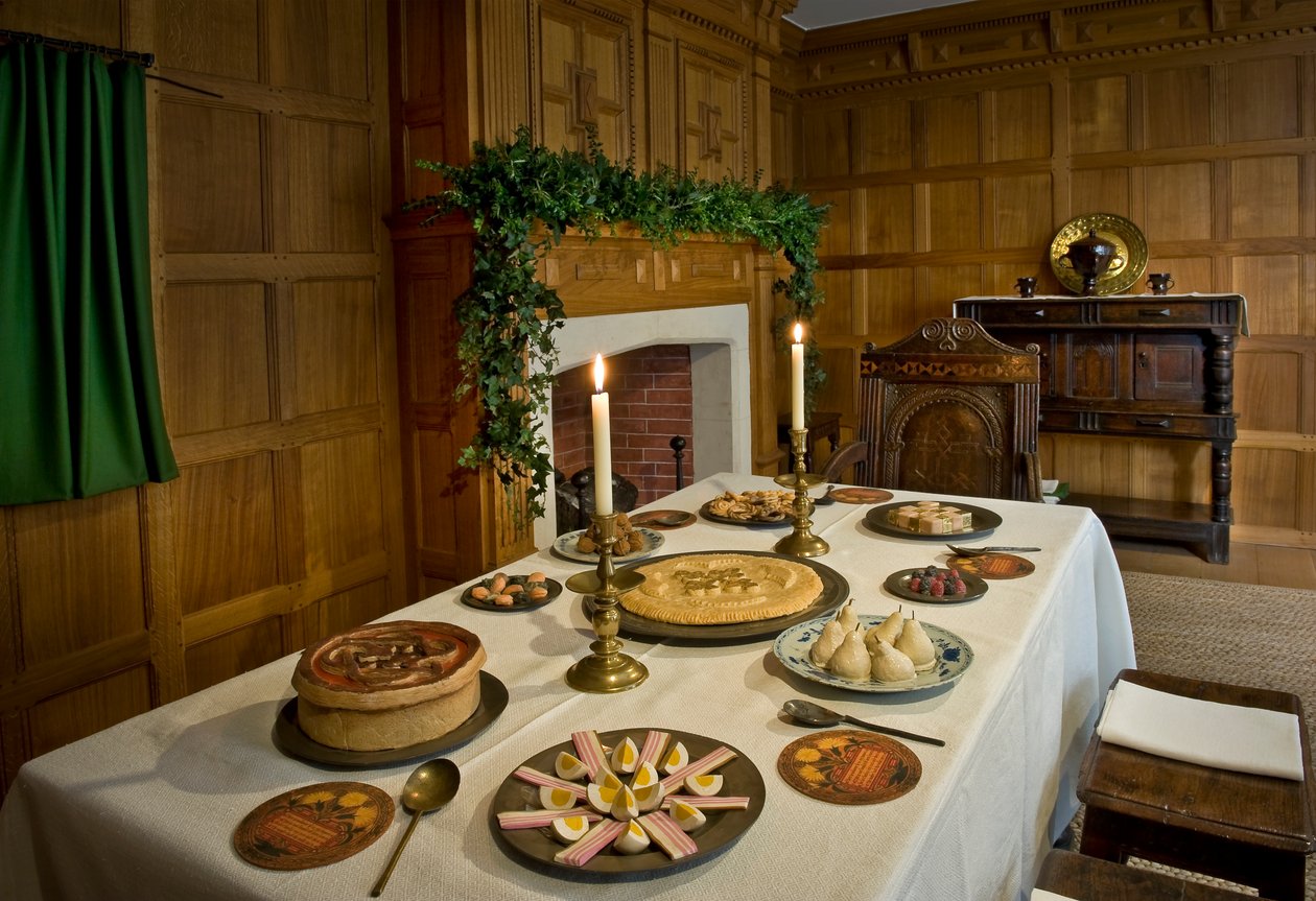 Hallen 1630 på Geffrye Museum dekorerad för julen förbi av Unknown