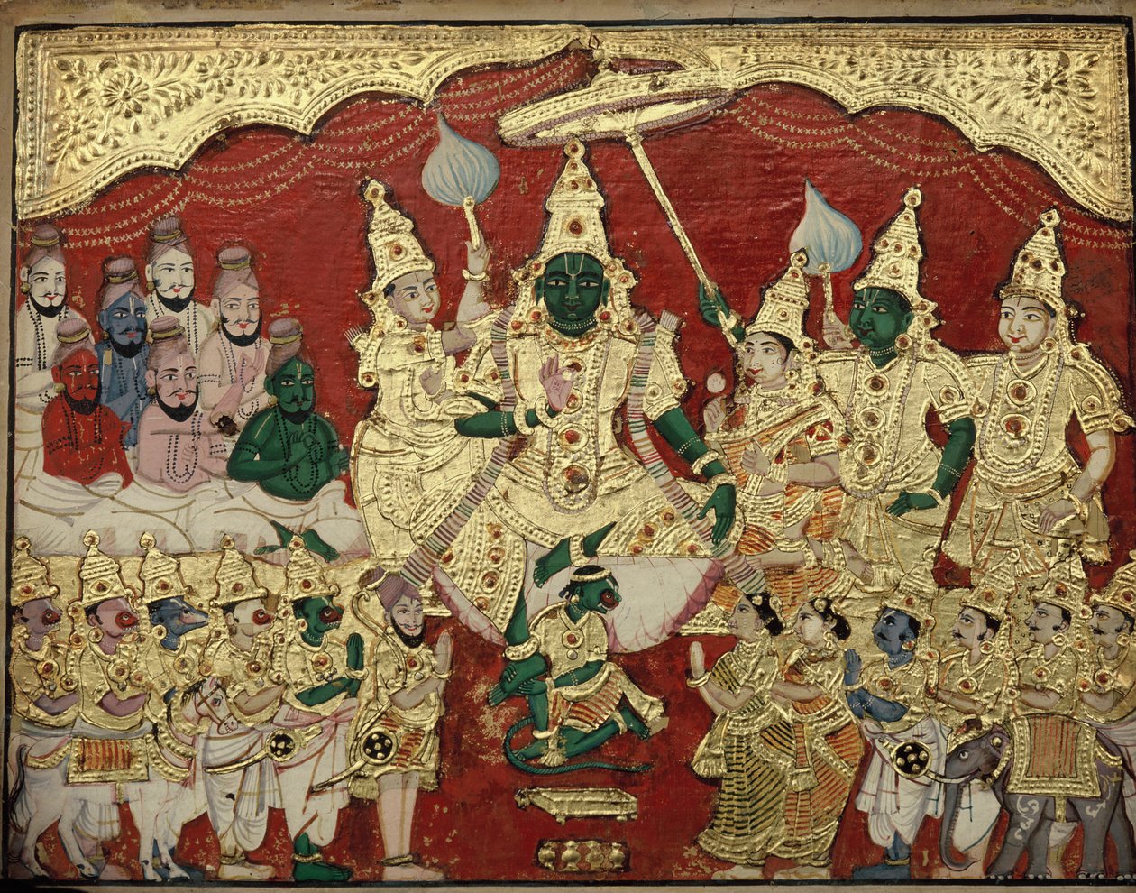 Rådet i Rama, Tanjore School of Painting sent 1800-tal. Tamil Nadu, Indien av Unknown