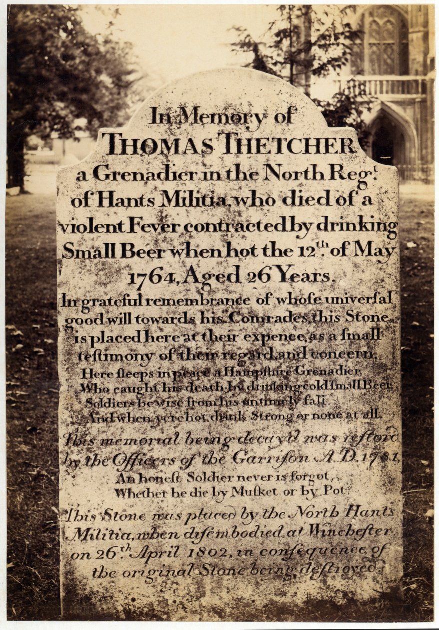 Tombstone of Thomas Thetcher vid Winchester Cathedral, Hampshire, England, 1764 av Unknown