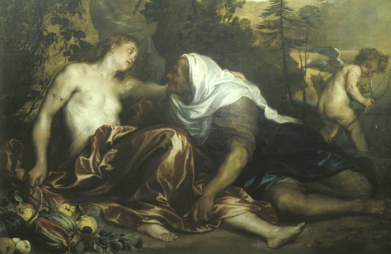 Vertumnus och Pomona målning, Van Dyck konstverk, Palazzo Bianco, Genua, Ligurien, Italien av Unknown