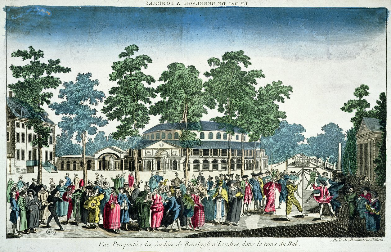 Utsikt över en bal för att fira födelsedagen för George III (1738-1820) Prince of Wales den 24 maj 1751 på Rotunda, Ranelagh House, London av Unknown