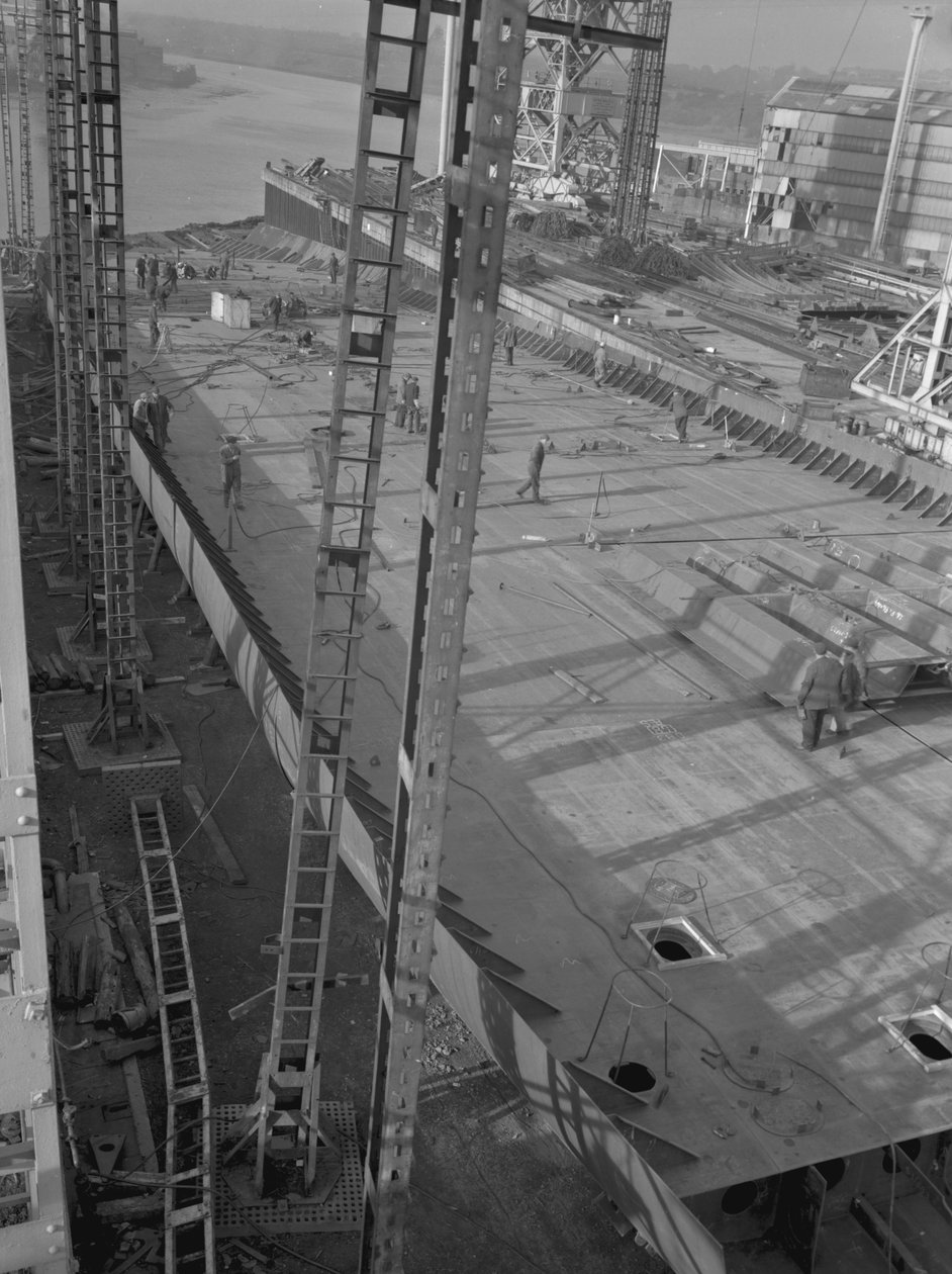 Vy över de dubbla bottnarna på Nicola, den första SD14:an, nästan färdigställd på Southwick-varvet, Sunderland 23 oktober 1967 (bw-foto) av Unbekannt Unbekannt