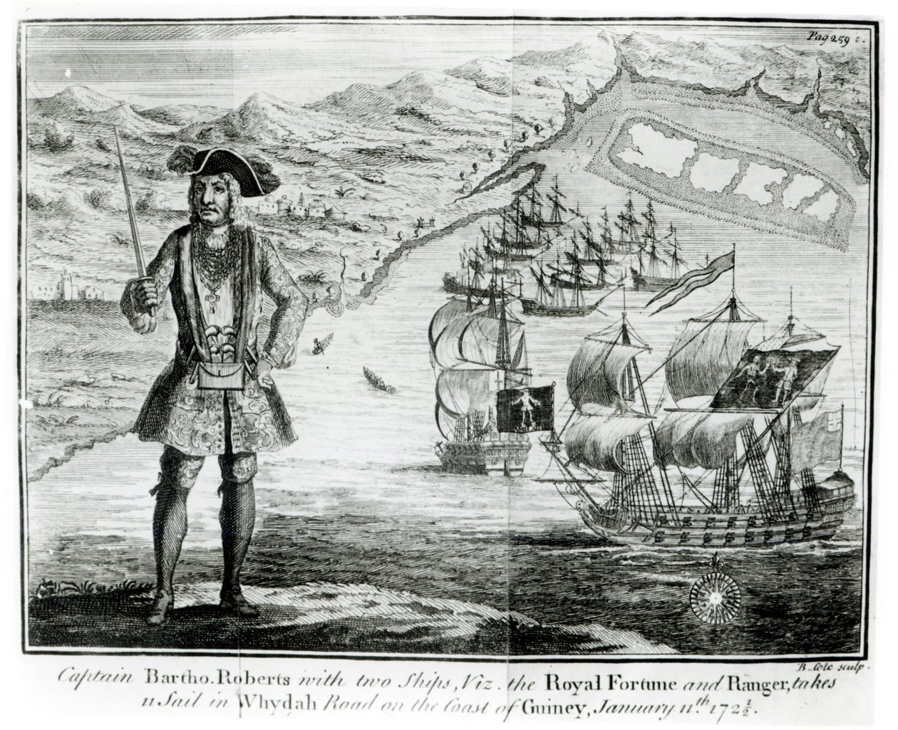 Kapten Bartholomew Roberts (1682-1722) med två fartyg, 