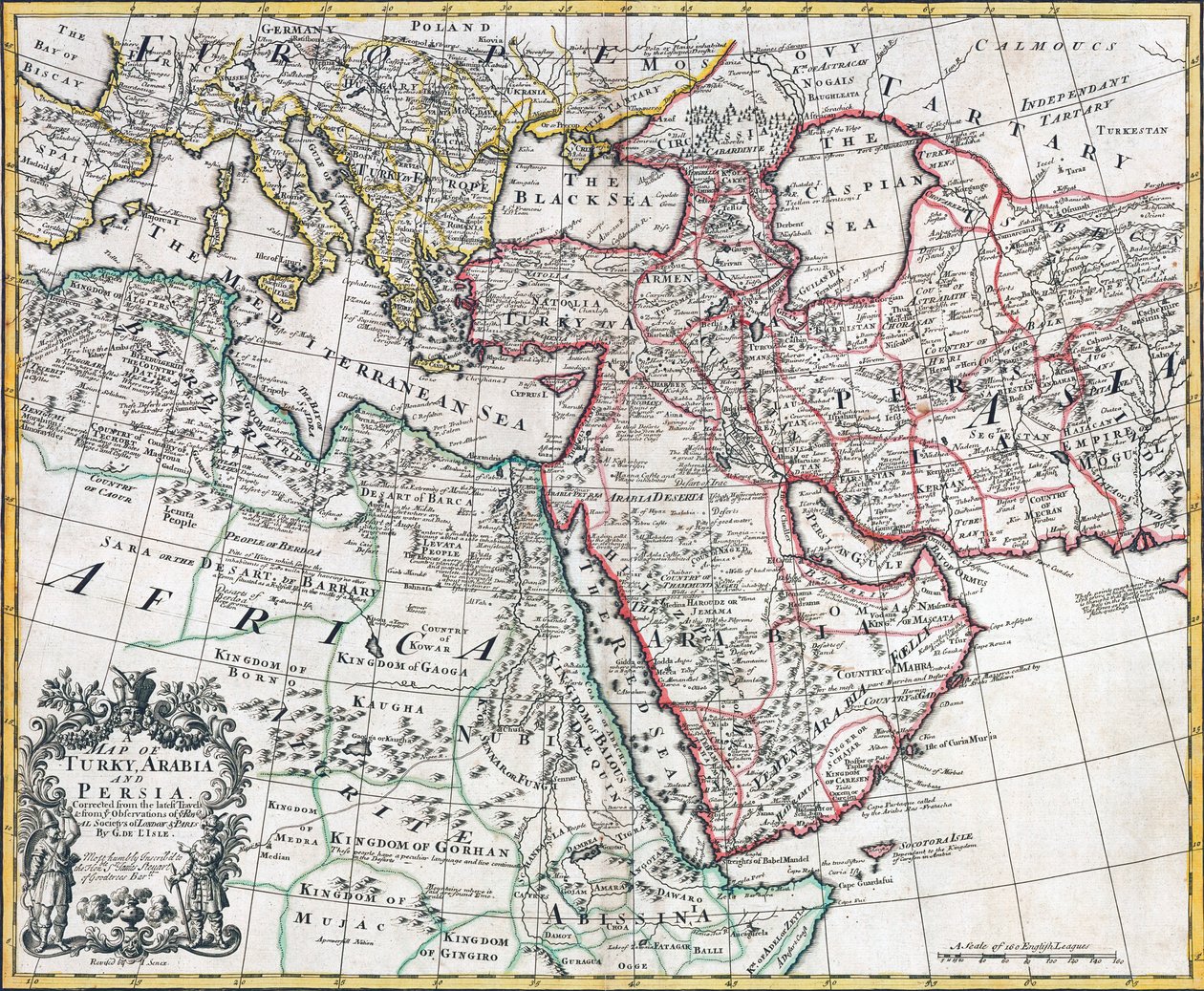Karta över Turkiet, Arabien och Persien, efter Guillaume de L