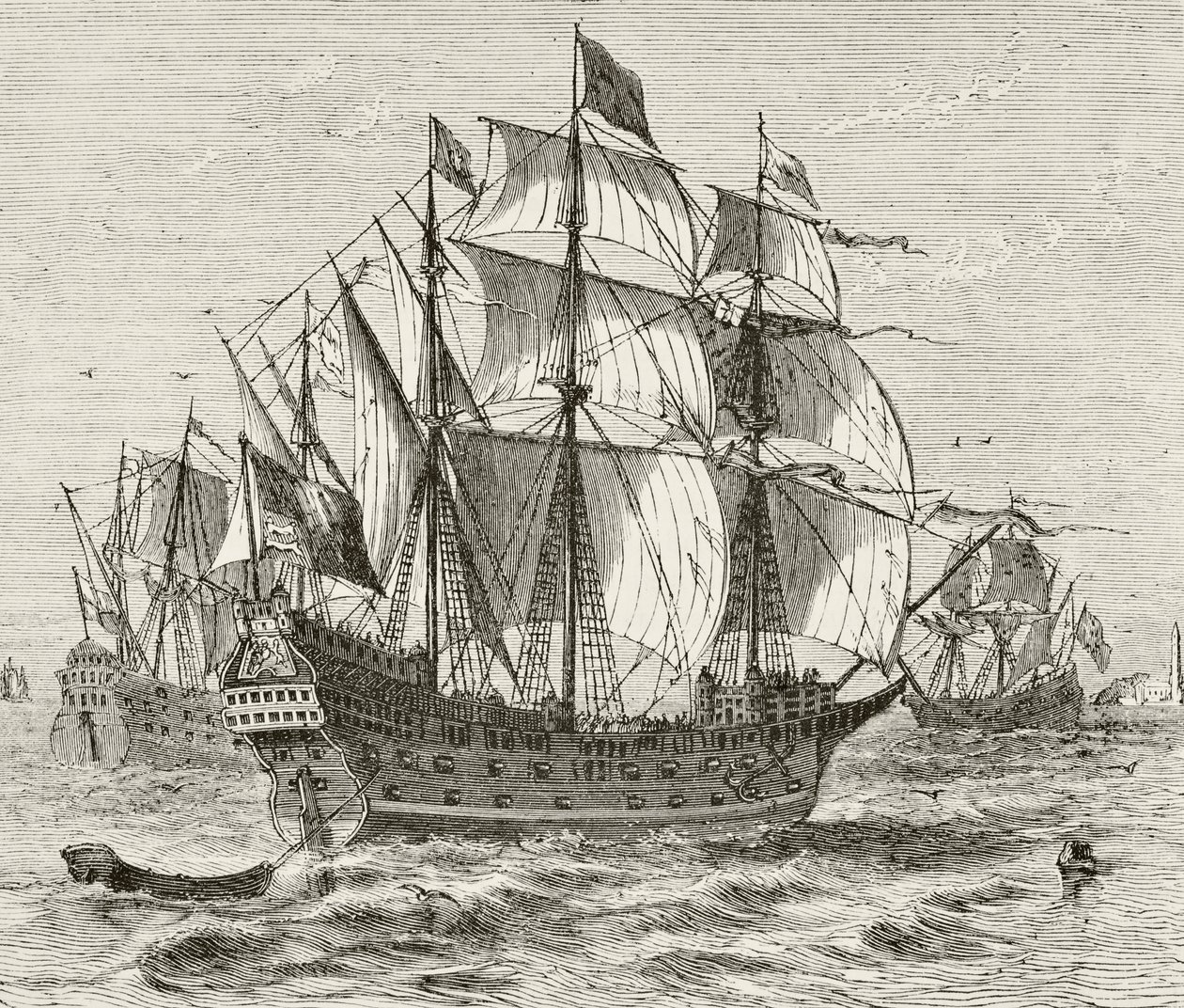 Det engelska krigsfartyget Harry Grace A Dieu, byggt 1513, från 