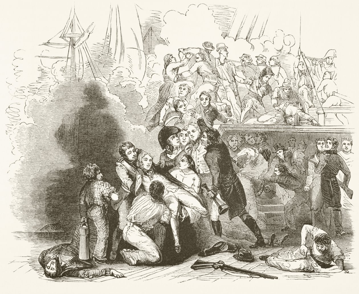 Lord Nelsons död i slaget vid Trafalgar, från 