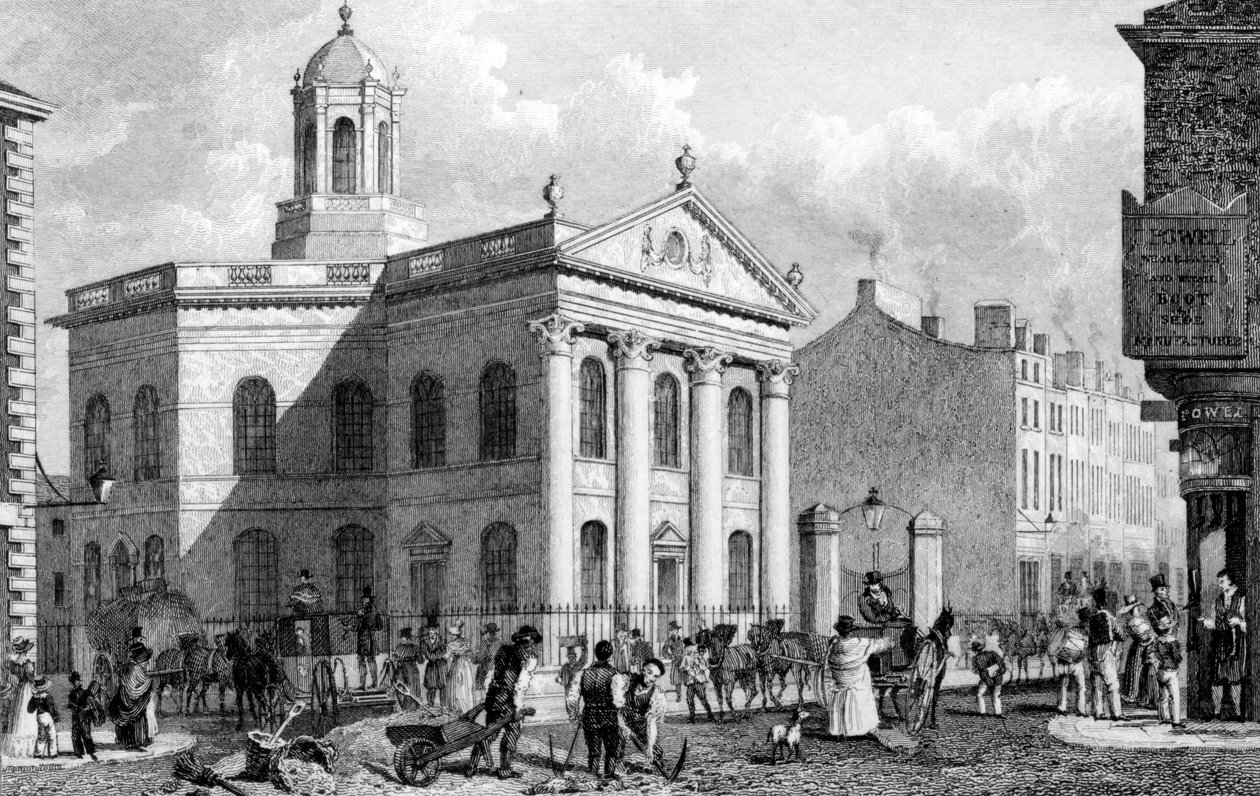 Unitarian Chapel, Paradise Street, Liverpool, graverad av J. Smith (gravyr) av English School