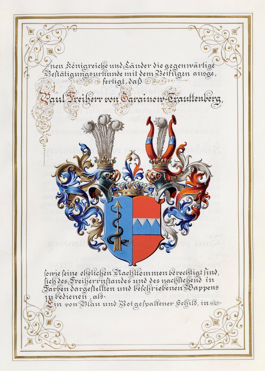 Wappen Trauttenberg, von einem Adelsdiplom av Anonymous