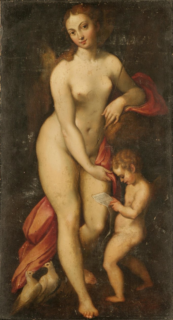 Venus och Amor av Antonio da Correggio