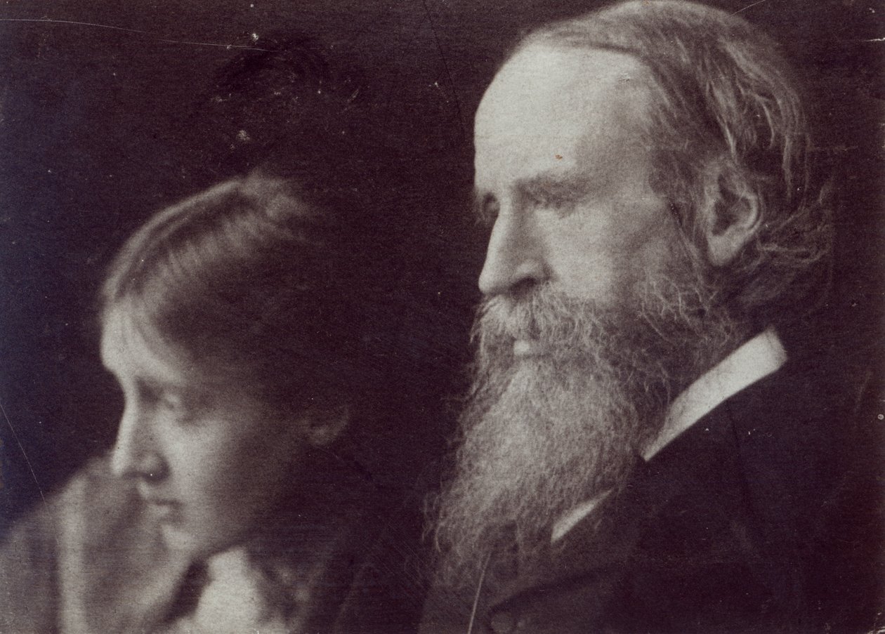Virginia Woolf och hennes far Sir Leslie Stephen, ca 1903 (bw-foto) av English Photographer