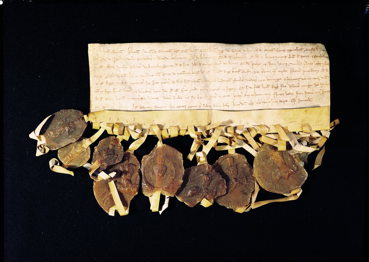 Brev från kungens prelater och baroner som lovade Ludvig VIII (1187-1226) att de kommer att erkänna hans son, Ludvig av Frankrike, som kung efter hans död, den 3 november 1226 av French School