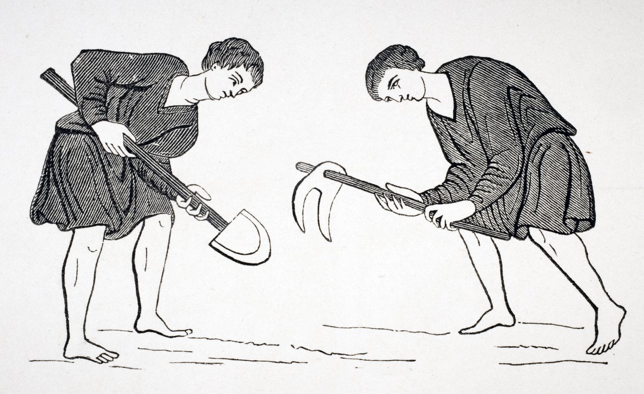 Serfs Laboring in the Fields with a Hoe and Spade, efter en miniatyr i ett 1100-talsmanuskript, från 