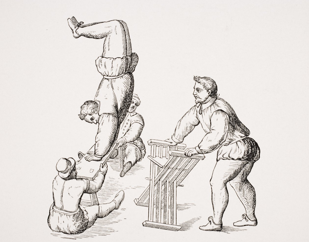 Kullerbyttor, illustration från en faksimil av "Exercises in Leaping and Vaulting", av A. Tuccaro, publicerad 1599, från "Le Moyen Age et La Renaissance" av Paul Lacroix (1806-84) publicerad 1847 (lith) av French School